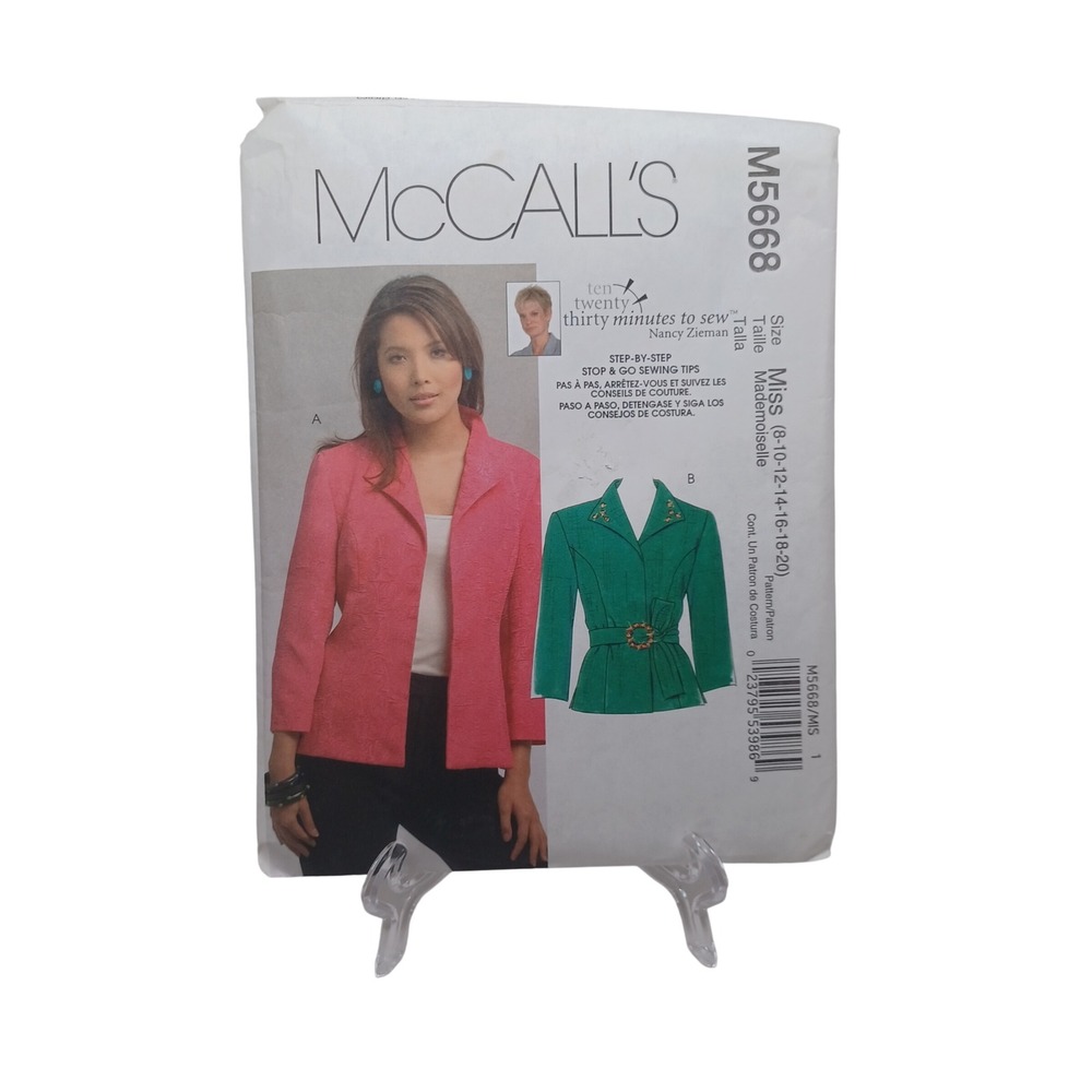 McCalls M5668 Nancy Zieman Misses Jacket Sewing Pattern Size 8-20 Uncut